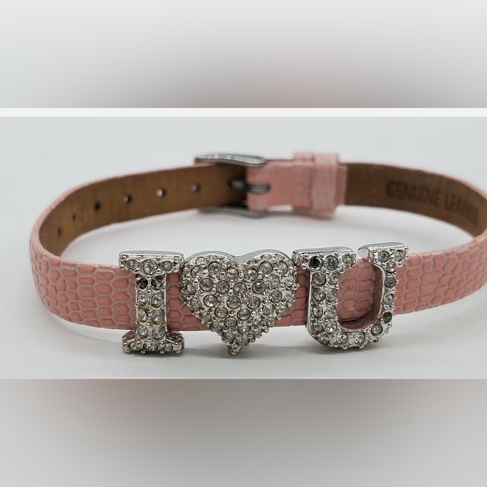 Swarovski Pink Rhinestone 'I Love U' Bracelet